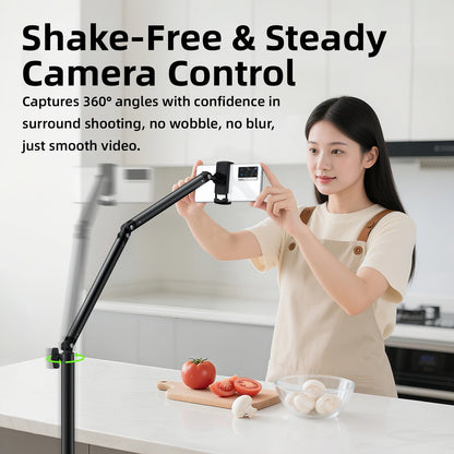 GOOJODOQ Tablet Stand Phone Holder Floor Lazy Support Stand Desktop Live Broadcast Stand Aluminum Alloy Retractable iPad Clip
