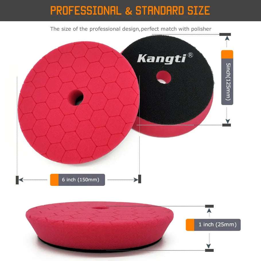 Kangti 5/6 inch Car Polishing Pad Kit Set Self-Adhesive Buffing Waxing Sponge Wool Wheel Polishing Pad For Car Polisher Drill