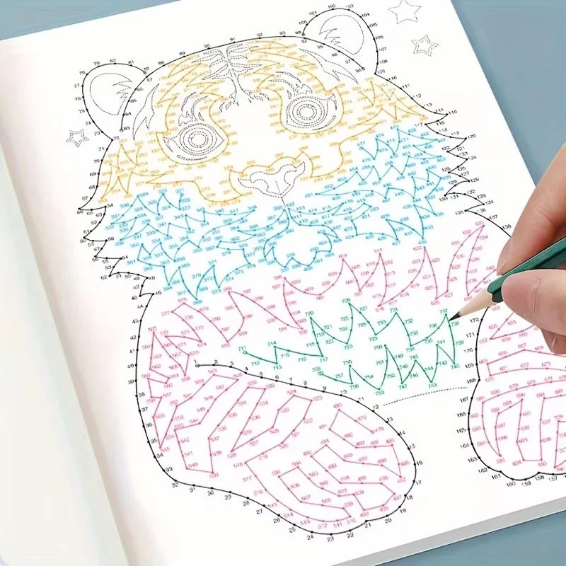 46-Page Advanced Magic Connect-the-Dots Maze Game Book, Focus Training Coloring Pages, Logical Thinking Exercises