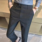 Men Plaid Wedding Dress Trousers High Quality Male Boutique Formal Wear Slim Suits Pants Men British Style Business Suit Pants