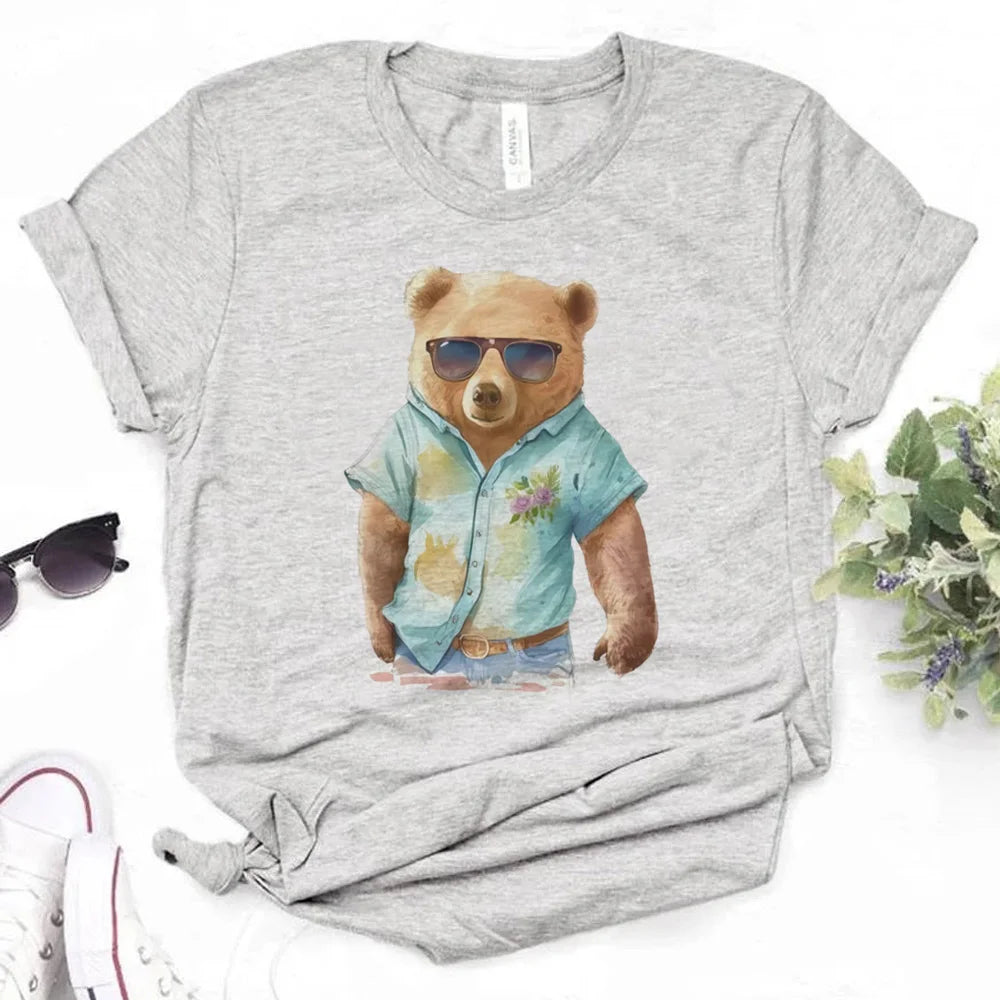 Bear t shirt women graphic t shirt female 2000s streetwear clothes