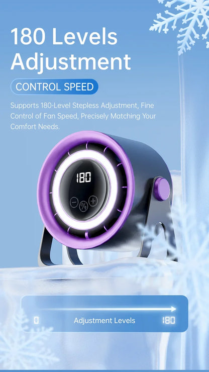 TINSOL 1800mAH Portable Electric Fan with Ambient Light Turbo Mute Electric Fan Desktop Wall Mount Ceiling Air Cooler