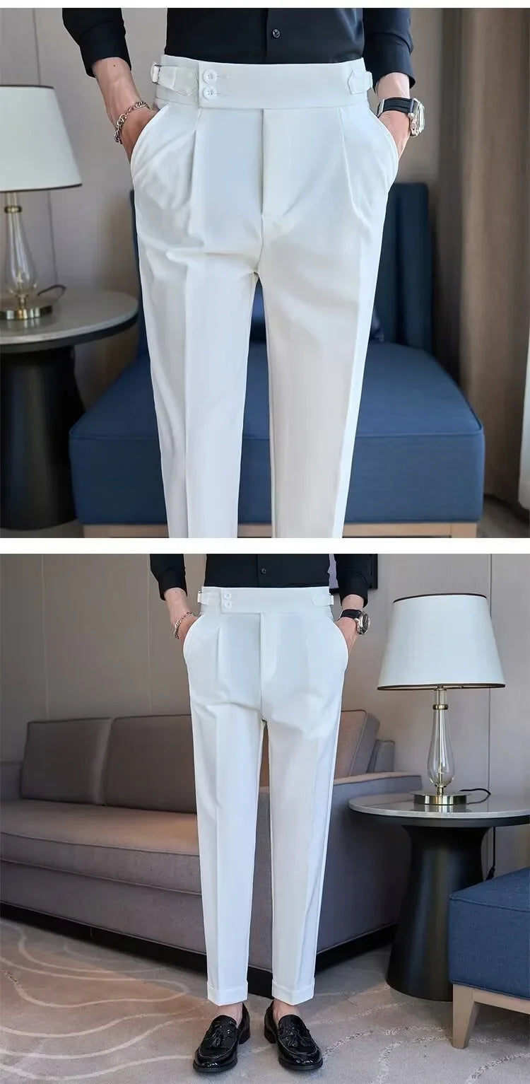 Business Casual Men's Suit Pants Breathable Versatile Korean Style Lightweight Luxury West Pants for Office Work Slim Fit