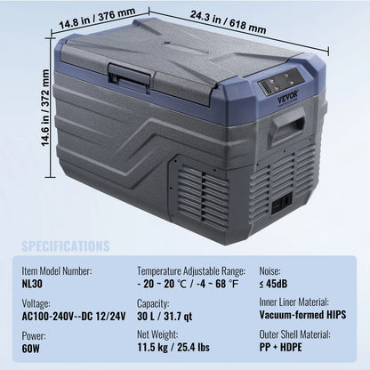 SucceBuy 8L to 75L Car Refrigerator Fridge Portable Icebox Single&Dual Zone w/Blue Tooth Temp Adjustable for Outdoor Camping RV