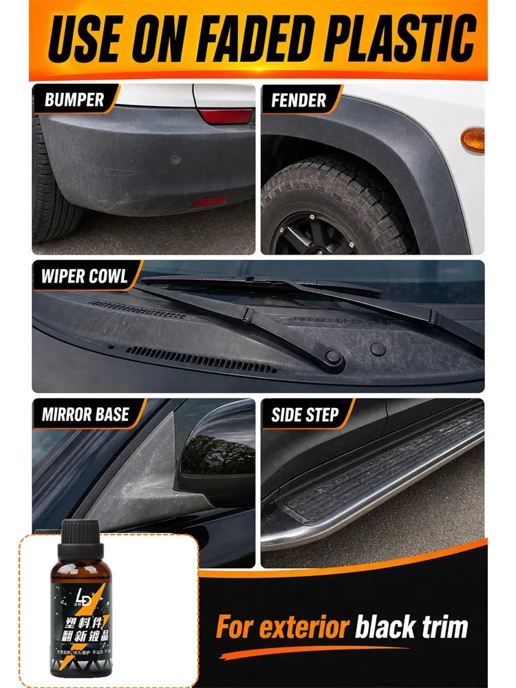 Hydrophobic Plastic Restorer Kit – Repels Water & Restores Gloss on Car Trim, Long-Lasting Coating for Exterior Detailing