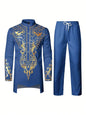 Muslim Robe Trousers The Traditional Dress of Arab Men 3D Pattern Printing Black White Yellow Navy Blue Long-Sleeved