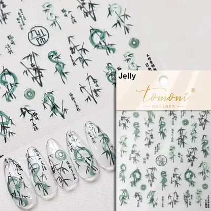 5D Gold Stamped Silver Sun Stars Snake Nail Art Stickers Totems Reliefs Self Adhesive Dark Chinese Style Manicure Decals