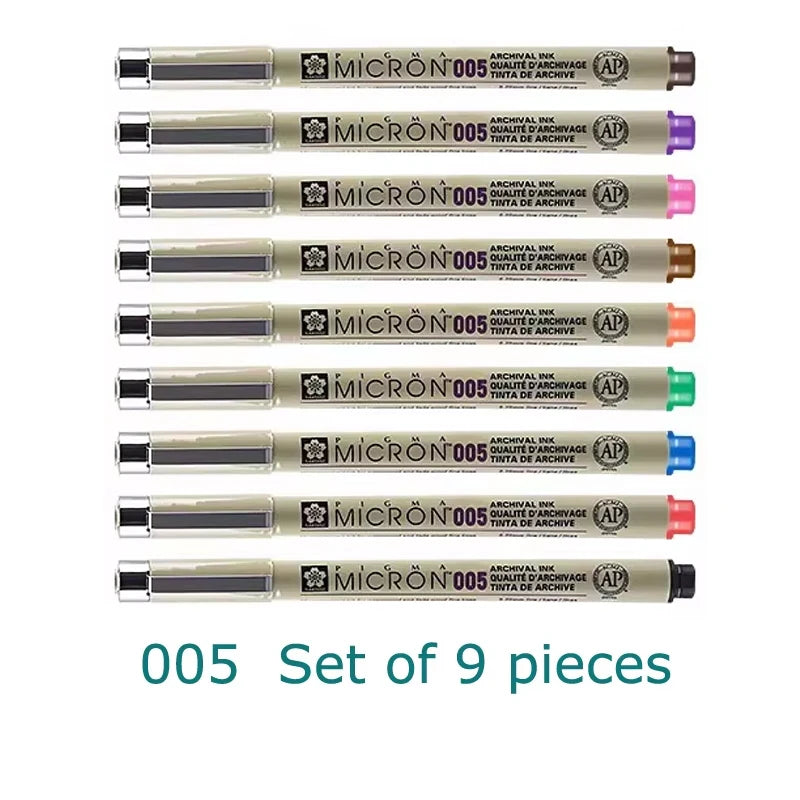 Set of 8/14colors SAKURA Pigma Micron Liner Pen 0.25mm 0.45mm Color Fineliner Drawing Lines Marker Pen Student Art Supplies