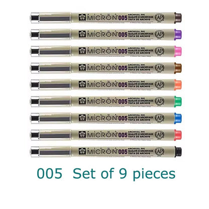 Set of 8/14colors SAKURA Pigma Micron Liner Pen 0.25mm 0.45mm Color Fineliner Drawing Lines Marker Pen Student Art Supplies