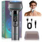 Hatteker 5-D Reciprocating Shaver for Men Home Use Beard Trimmer with LCD Digital Display Mesh Whitener USB Haircut Machine