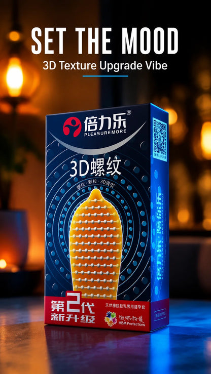 3D Ribbed Condoms 10pcs-50pcs Textured Studded Natural Latex Lubricated Men Extra Stimulation Smooth Silky Wet Sensation Beilile