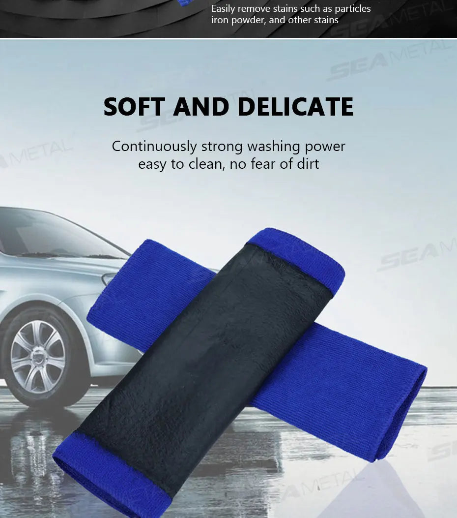 SEAMETAL 1/2pcs Car Cleaning Towel Magic Clay Cloth for Car Detailing with Blue Clay Bar Towel Washing Tool Car Accessories