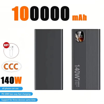 Lenovo 500000mAh Power Bank 140W Super Fast Charging Powerbank Portable External Battery Charger For Xiaomi iPhone 2027New