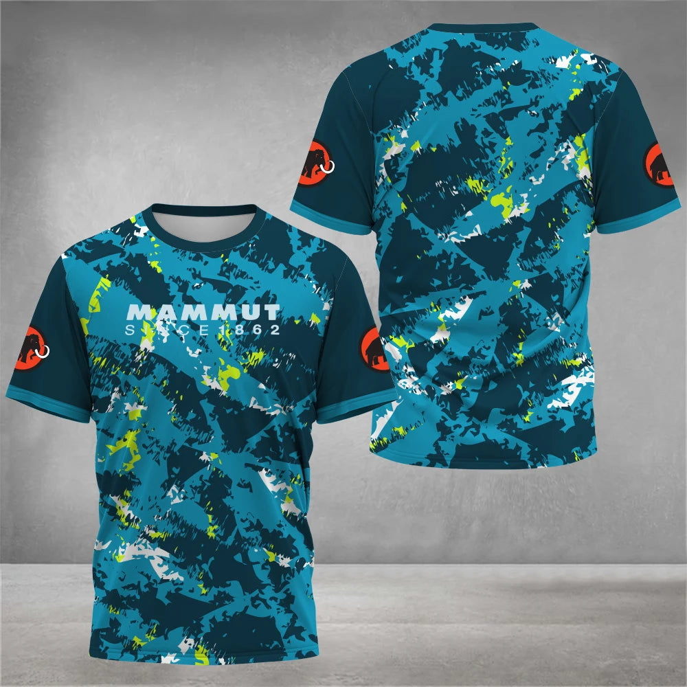 Men's outdoor hiking T-shirt 3D printed design rock climbing cross-country running Drifit camping clothes fashionable