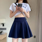 Summer Basic Skirts Women Shorts Mini Elastic Pleated Skirts High Waist Bubble Sun Skirts School Girl Uniform Lined Safety Pants
