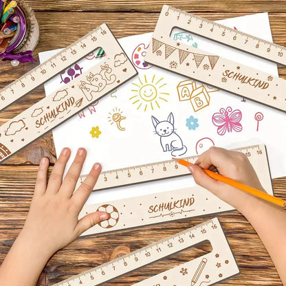 4-Pack Wooden Ruler Reading Aid with Four Different Patterns Handmade Back-to-School Gift Perfect School Start Present