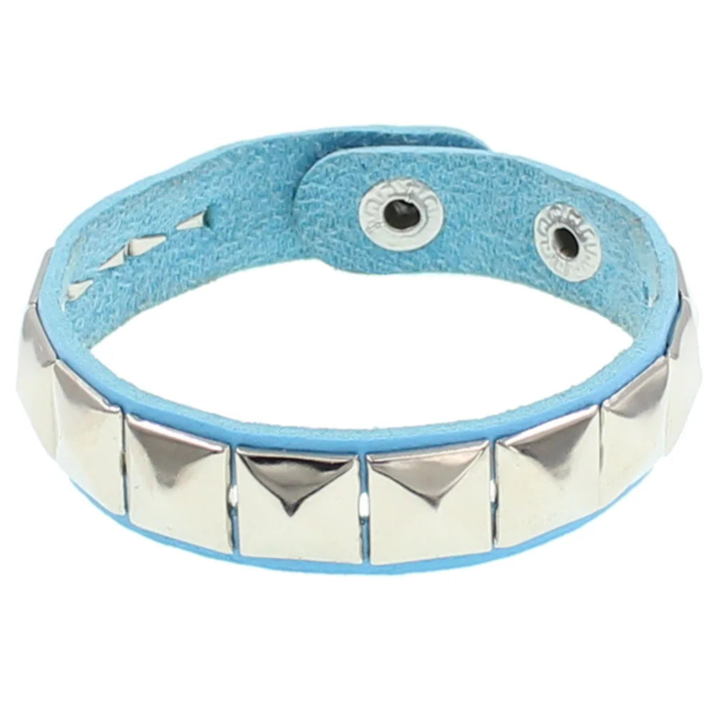 Punk Hip-hop Single Row Square Rivet Bangles Fashion Rock Opening Adjustable Couple Wristband for Women Men Jewelry Accessories