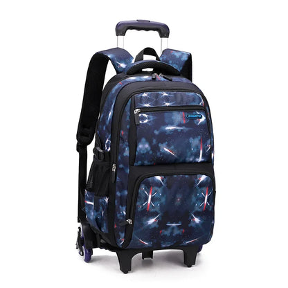School Bag Kids Rolling Backpack for Boy Wheeled Backpack School Bag With Wheels Trolley Bookbag Carry on Luggage with Lunch Bag