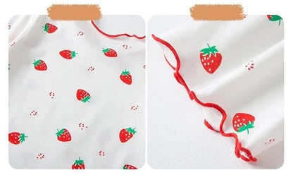 Baby Girl Strawberry Pajamas Set Summer Short Sleeve Thin Two Piece Toddler Kids Sleepwear Infant Home Wear Clothes