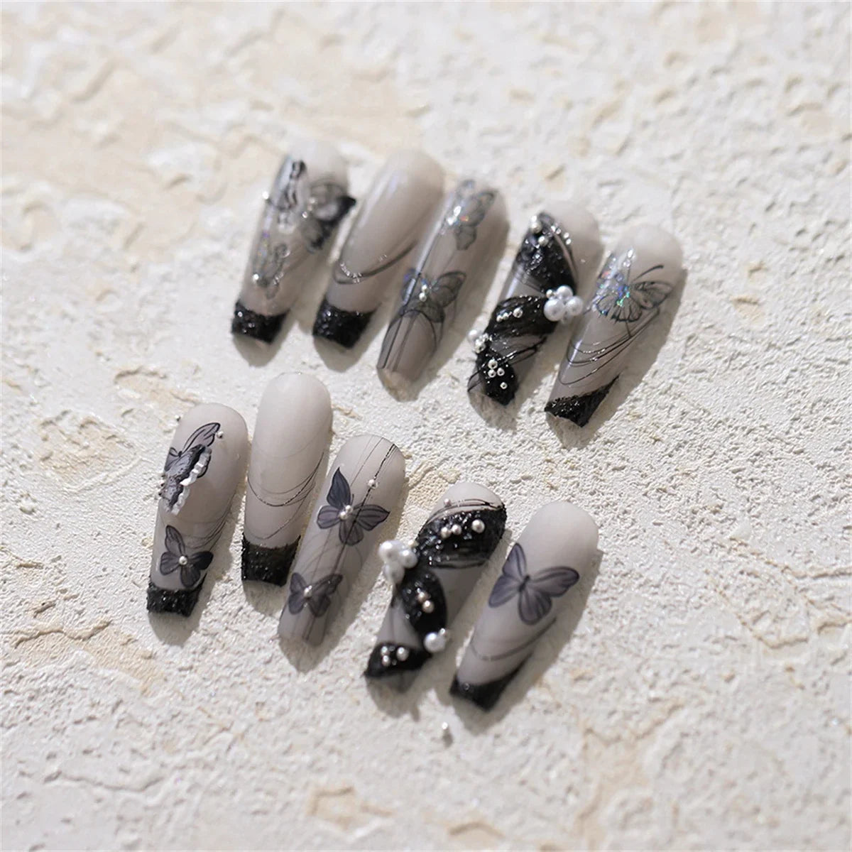 1pcs 5D Japanese Black Butterfly Nail Art Stickers Glitter Shiny Kawaii Self Adhesive Manicure Decorations Tool Decals Accessory