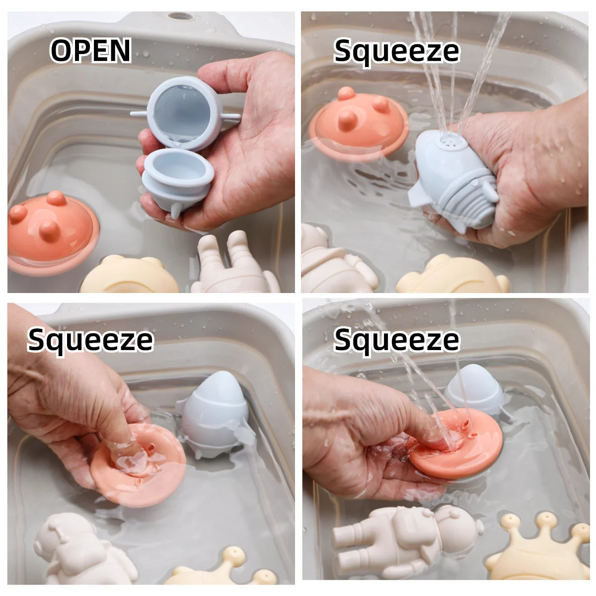 Baby Bath Toys Animal Silicone Cartoon Astronauts Play With Water Toys No BPA Swim Bathroom Baby Silicone Sprinkler Bathtub Toy