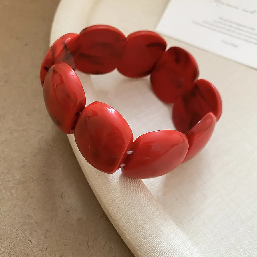 Acrylic Irregular Square Round Beaded Bracelet Bangle for Women Imitation Stone Chain Bracelet Hand Accessories Couple Gifts K