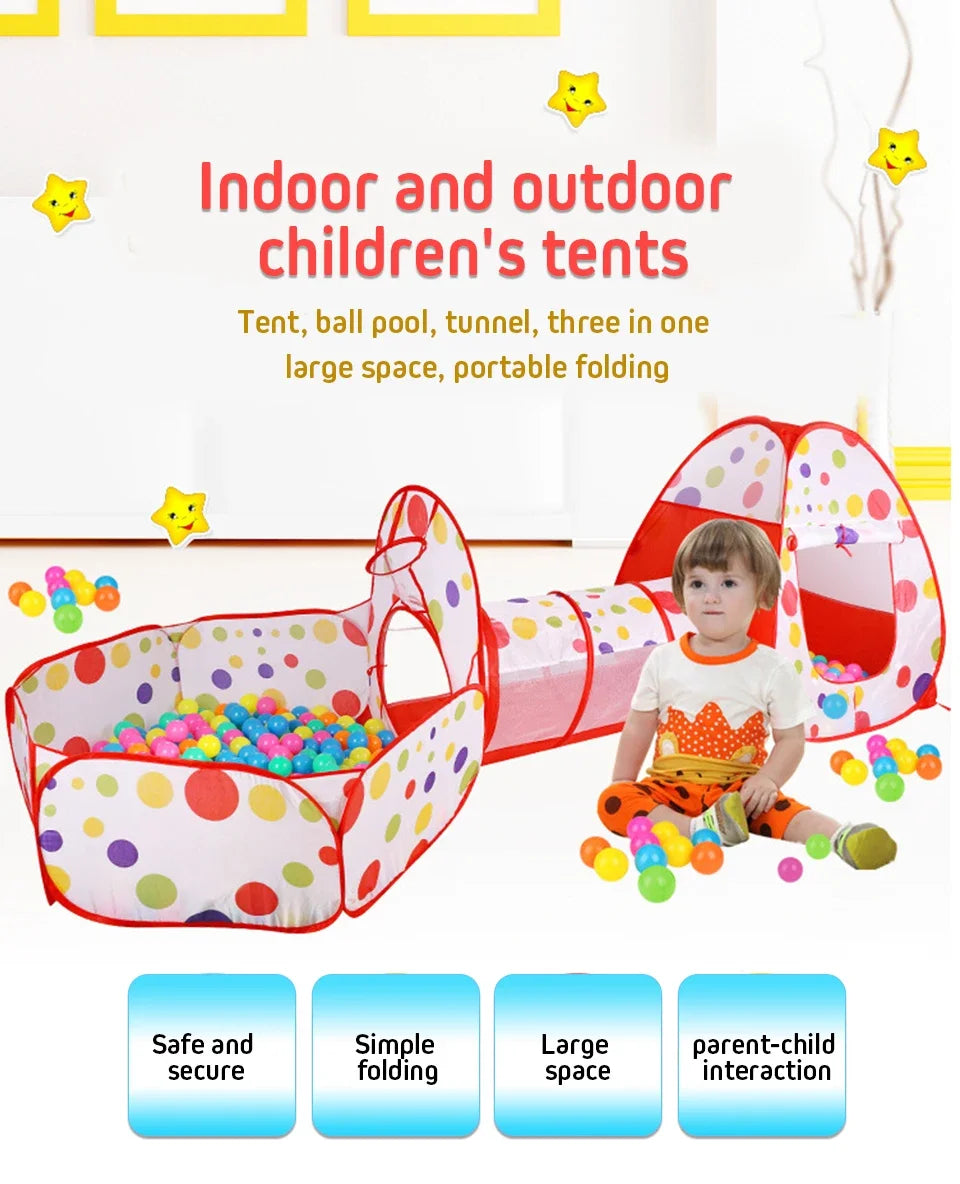 IMBABY 3 in 1 Ball Pool Folding Tent Tunnel for Children Ball Pit Playpen Crawling Tunnel Playground Corral Demgames Games Fence