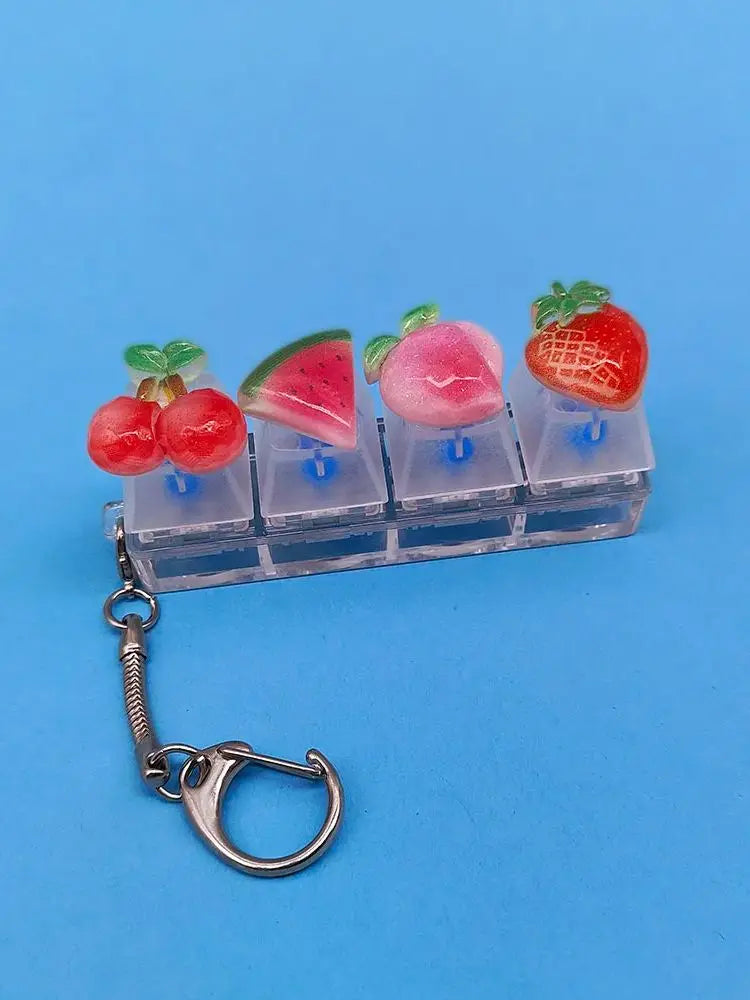 Keycap Keychain Mobile Phone Pendant Fruit Kawaii Keyring Fingertip Decompression Novelty Pop Fidget Toy Valentine Holiday Gift