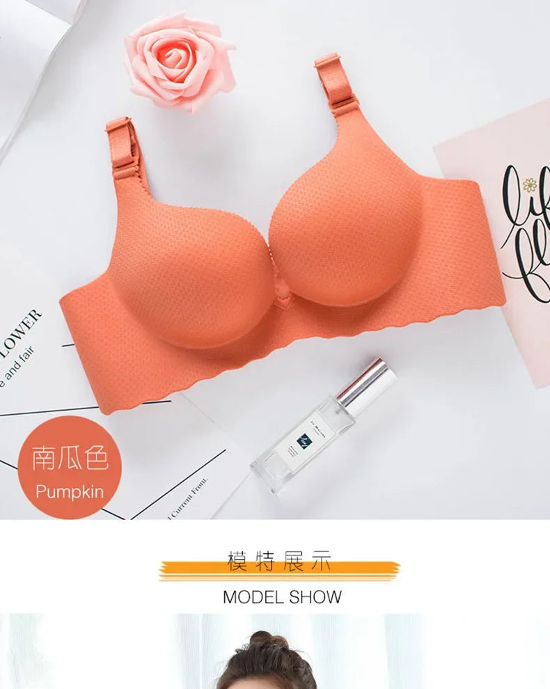 Extreme Push-Up Bra 8cm Thick Pads for Small Bust, Wireless Double Cup Lift, Soft Comfort Fabric, Adjustable Deep V Bras