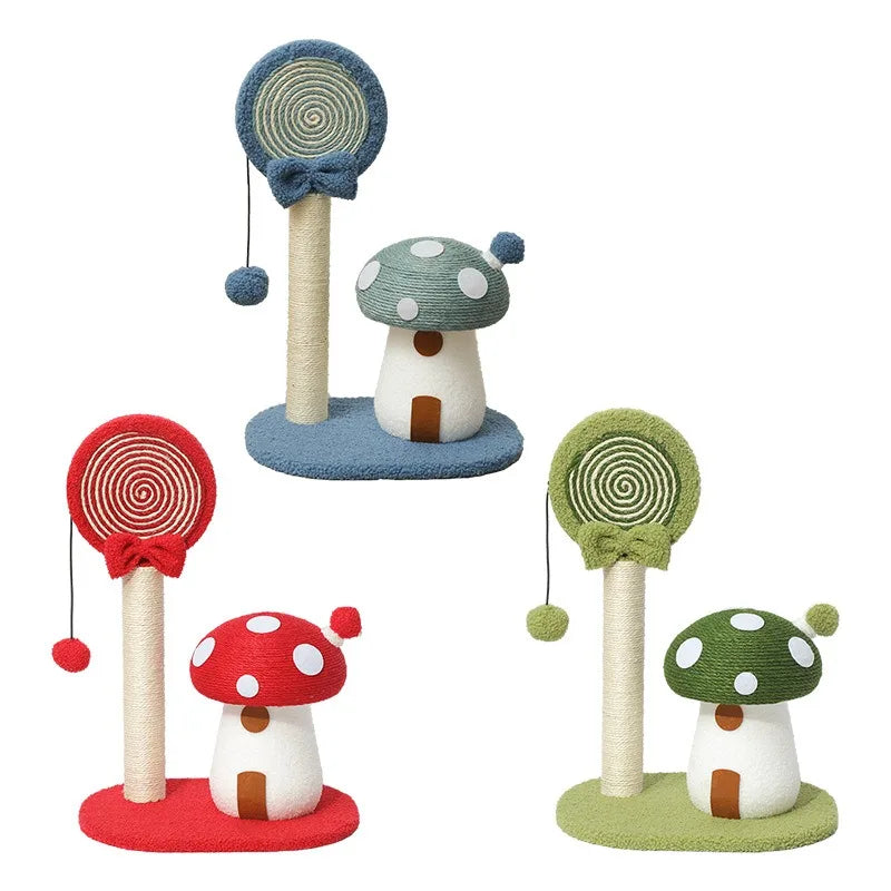 Cute Mushroom House Cat Scratch Board Lollipop Shaping Sisal Grinding Claw Post Cat Bored Pet Supplies
