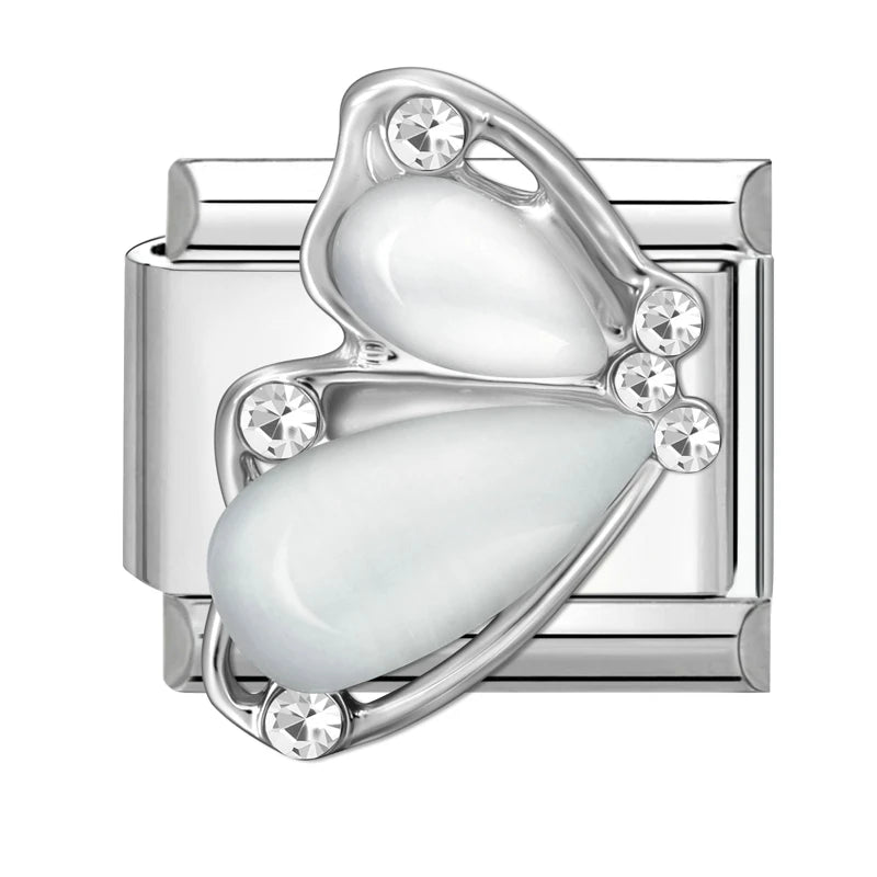 Wholeasle Shiny Zircon Shell Love Heart Devil Eyes Italian Charm Links Fit 9mm Stainless Steel Bracelet Women Jewelry DIY Making