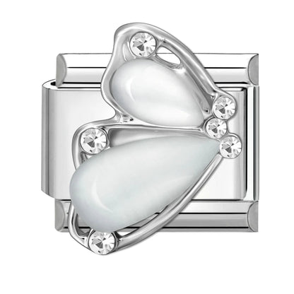Wholeasle Shiny Zircon Shell Love Heart Devil Eyes Italian Charm Links Fit 9mm Stainless Steel Bracelet Women Jewelry DIY Making