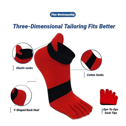 Man Toe Sport Socks Mesh Business Sweat-Absorbing Shallow Mouth Striped Fitness Travel 5 Finger Ankle Cotton Men