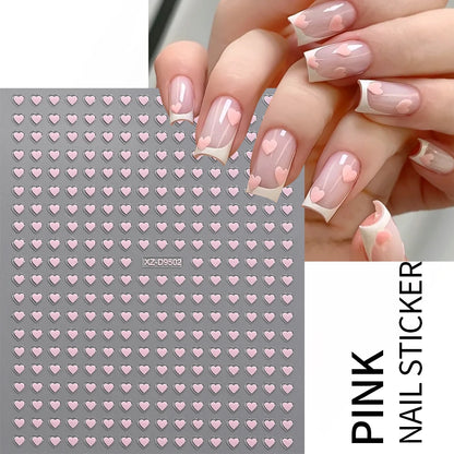8pcs/set Mini Red Heart Valentines Nail Stickers Irregular Love Stripe Gold/Silver Nail Decals Sliders Laser Shiny Manicure Acce