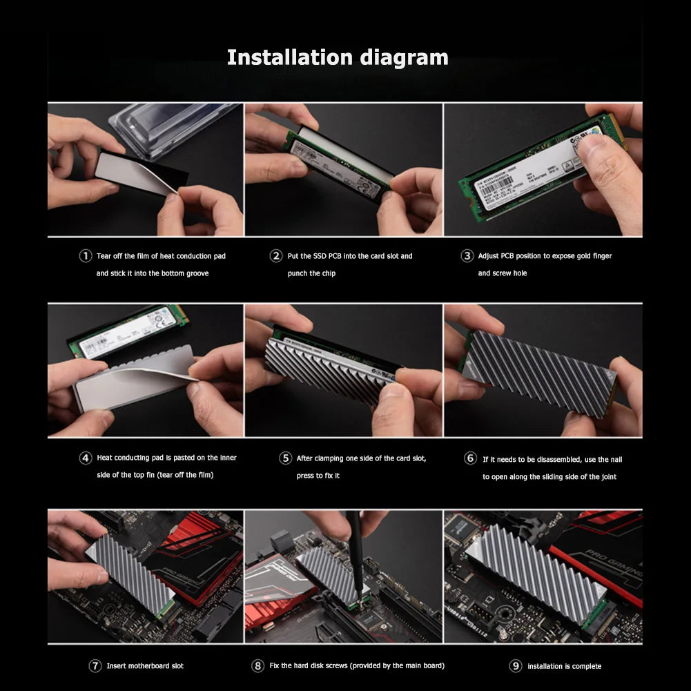 SSD M2 radiator NVMe heatsink 2280 SSD Hard Disk Aluminum Heat Sink Cooler Cooling Pads Thermal Cooling Pad for Desktop PC