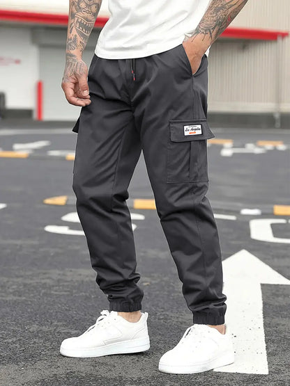 Spring Men's Casual Cargo Pants Men Outdoor Jogging Elastic Waist Drawstring Sweatpants Loose Overalls Trousers Clothing