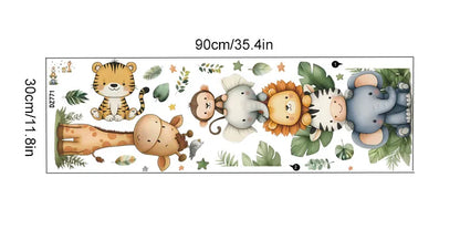 Cute Forest Animals Wall Stickers for Kids Rooms Children Boys Girls Baby Room Decoration Nursery Wallpaper Vinyl Elephant Lion