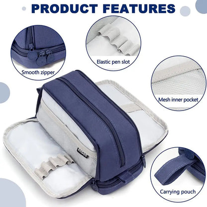 Macaron Color Large Capacity Pencil Case Multi Layer Compartments Eco Friendly Material Zipper Closure for School Storage Bag