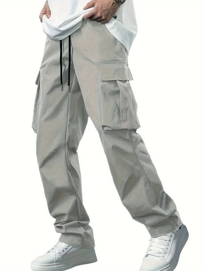 2026Mens Casual Jogger Pants Relaxed Fit Cargo Pants Drawstring Sweatpants Hiking Outdoor Twill Sport Pants