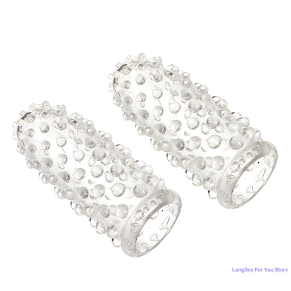 Finger Condoms Adult Sex Toys Spike Condom Women Stimulation Female Vagina Clitoris Silicone dotted Finger Coats Adult supplies