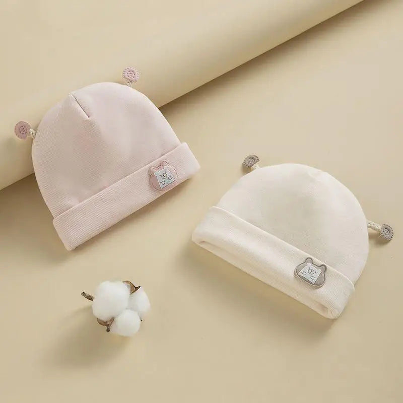 0-6Mouths Newborn Fetal Hat Cute Cartoon Baby Bear Beanies Spring Autumn Pure Cotton Pullover Cap Boys Girls Kids Warm Bonnet