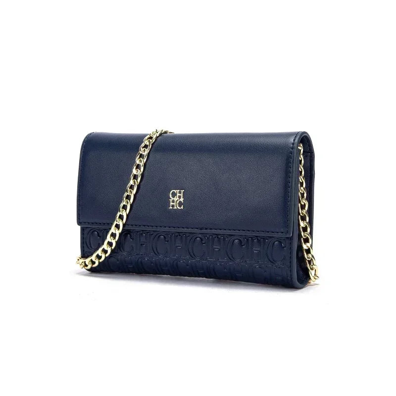 CH Women Crossbody Bag Splicing Letter Print Metal Chain Shoulder Purse PU Leather Flap Small Ladies Evening Clutch Handbag Gift