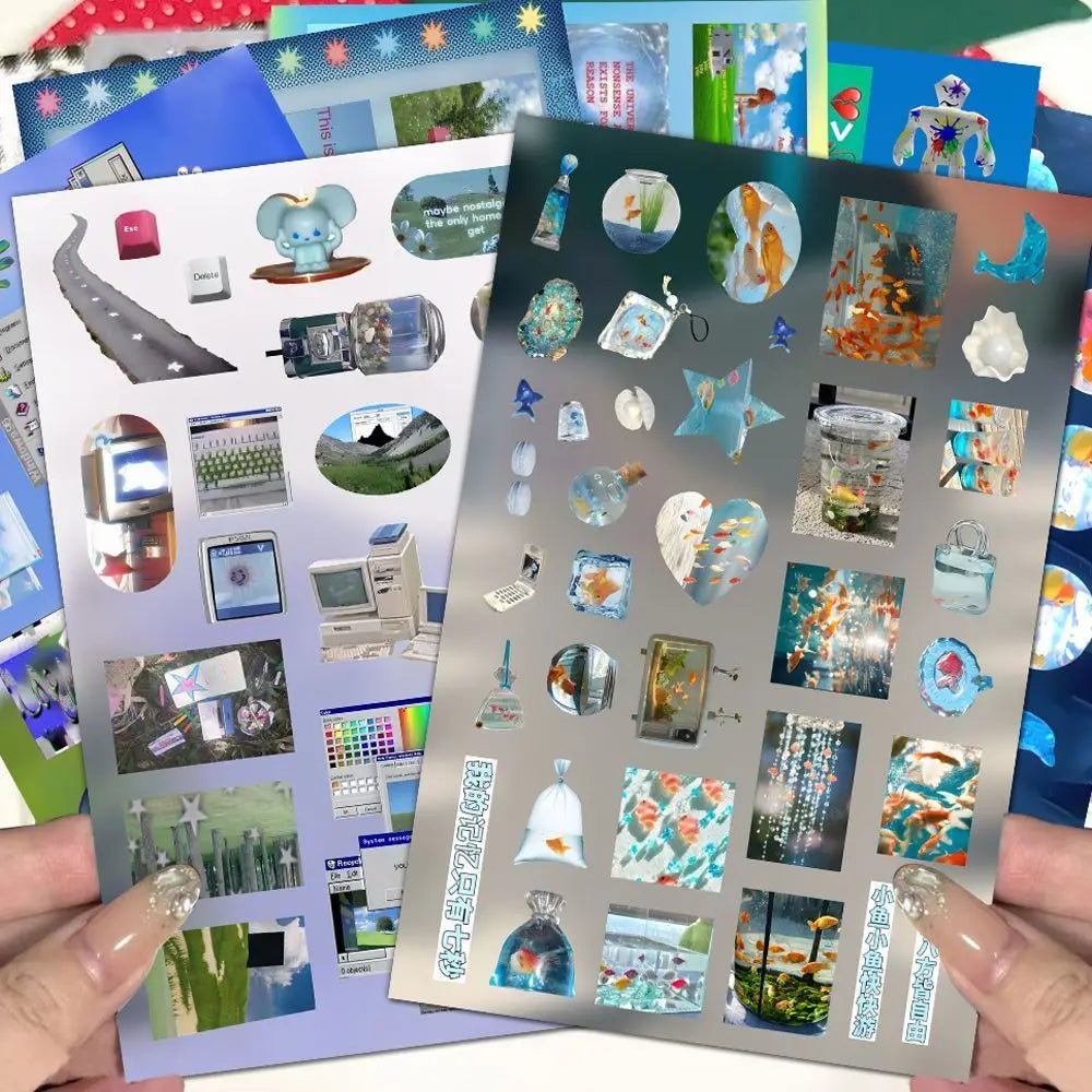 8/16sheets y2k Gen Z Electronic Memories Style Retro Dreamcore Collages Journals Diary Scrapbook Stickers