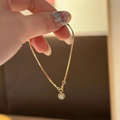 Dainty Flower Geometric Bracelet New High-End Minimalist Zircon Charm Blade Chain Women’s Bracelet Party Jewelry Gift