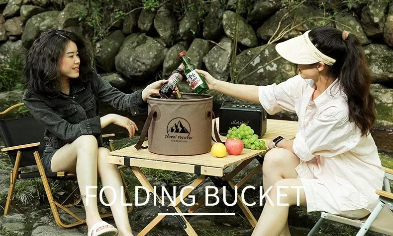 5/10/20L Folding Portable Bucket with Cover Car Wash Fishing Bathroom Tool Silicone Bucket Outdoor Camping Household Supplies