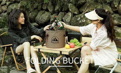 5/10/20L Folding Portable Bucket with Cover Car Wash Fishing Bathroom Tool Silicone Bucket Outdoor Camping Household Supplies