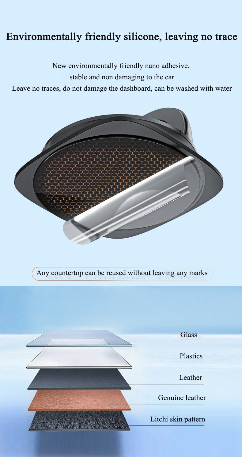 Dashboard Car Phone Holder 360° Rotation Universal Car Phone Mount With Non-Slip Silicone Replacement Tools For Smartphone