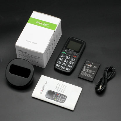 Artfone C1+ Bar Senior Mobile Phone With Free Charging Dock  Big Rubber Keypad  For Elderly Dual Sim One Key SOS FM 1400mAh