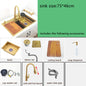 Gold Waterfall Faucet Kitchen Sink Nano Sink 304 Stainless Steel Golden Topmount Single Bowl Wash Basin 4 Function Kitchen Faucet