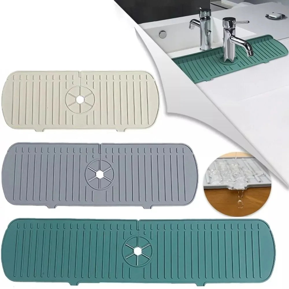 Silicone Tap Mat,Sink Splash Guard,Kitchen Tap Silicone Drain Mat, Silicone Tap Handle Drip Catcher Tray, Tap Mat for Kitchen